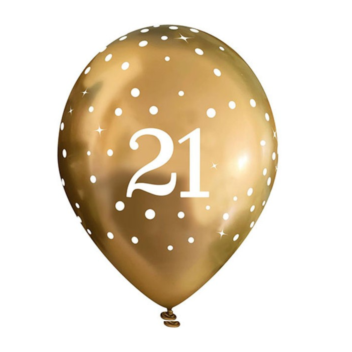 Oaktree Balloons - 6 x 11" 21st Gold Fizz Happy Birthday Latex