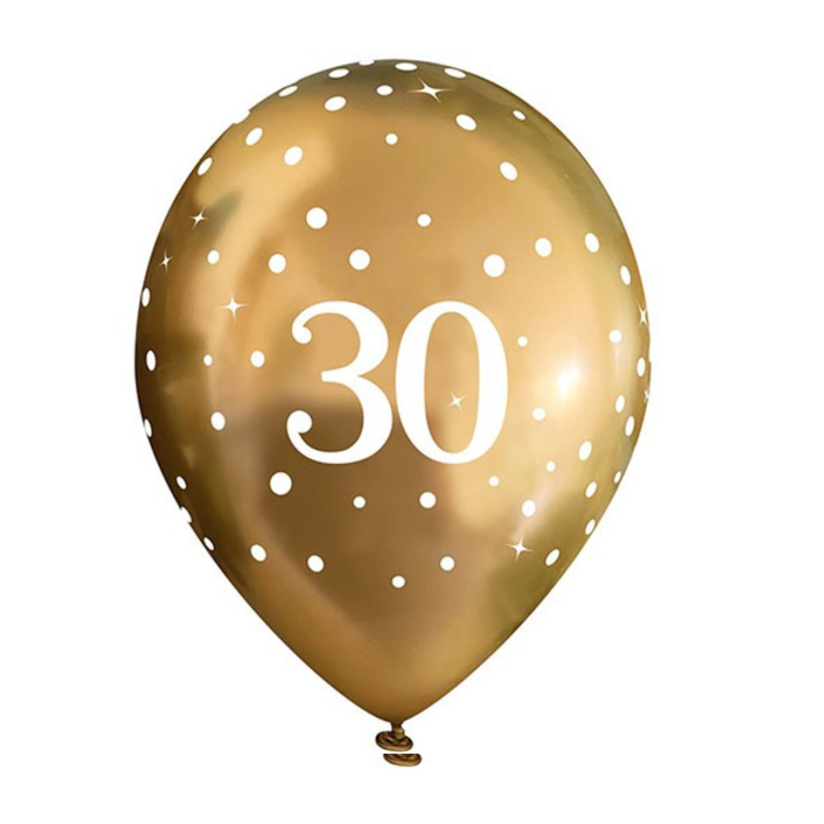 Oaktree Balloons - 6 x 11" 30th Gold Fizz Happy Birthday Latex