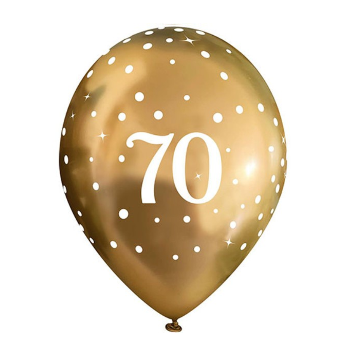 Oaktree Balloons - 6 x 11" 70th Gold Fizz Happy Birthday Latex