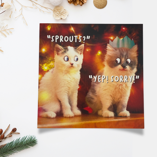 Funny Christmas Card - Virtual Safari Cat Sprouts