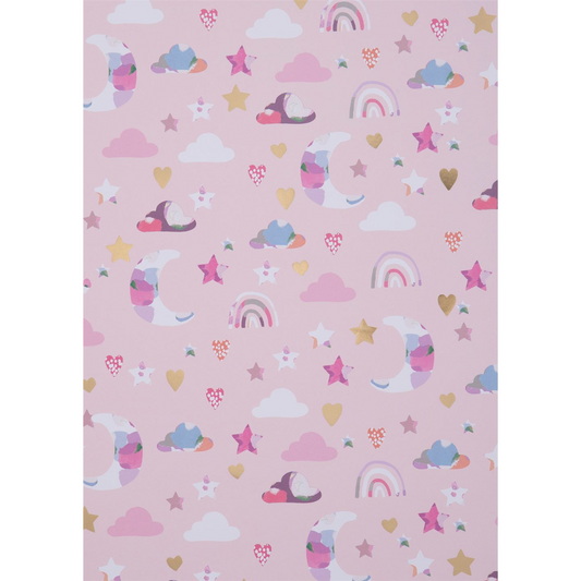 Pink paper with moons & stars