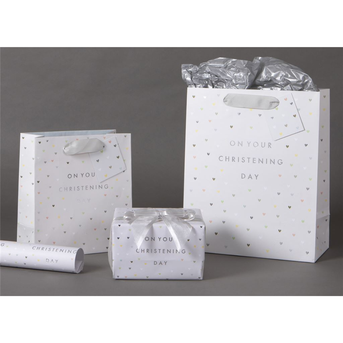 Giftwrap - Luxury Christening Hearts Wrapping Paper