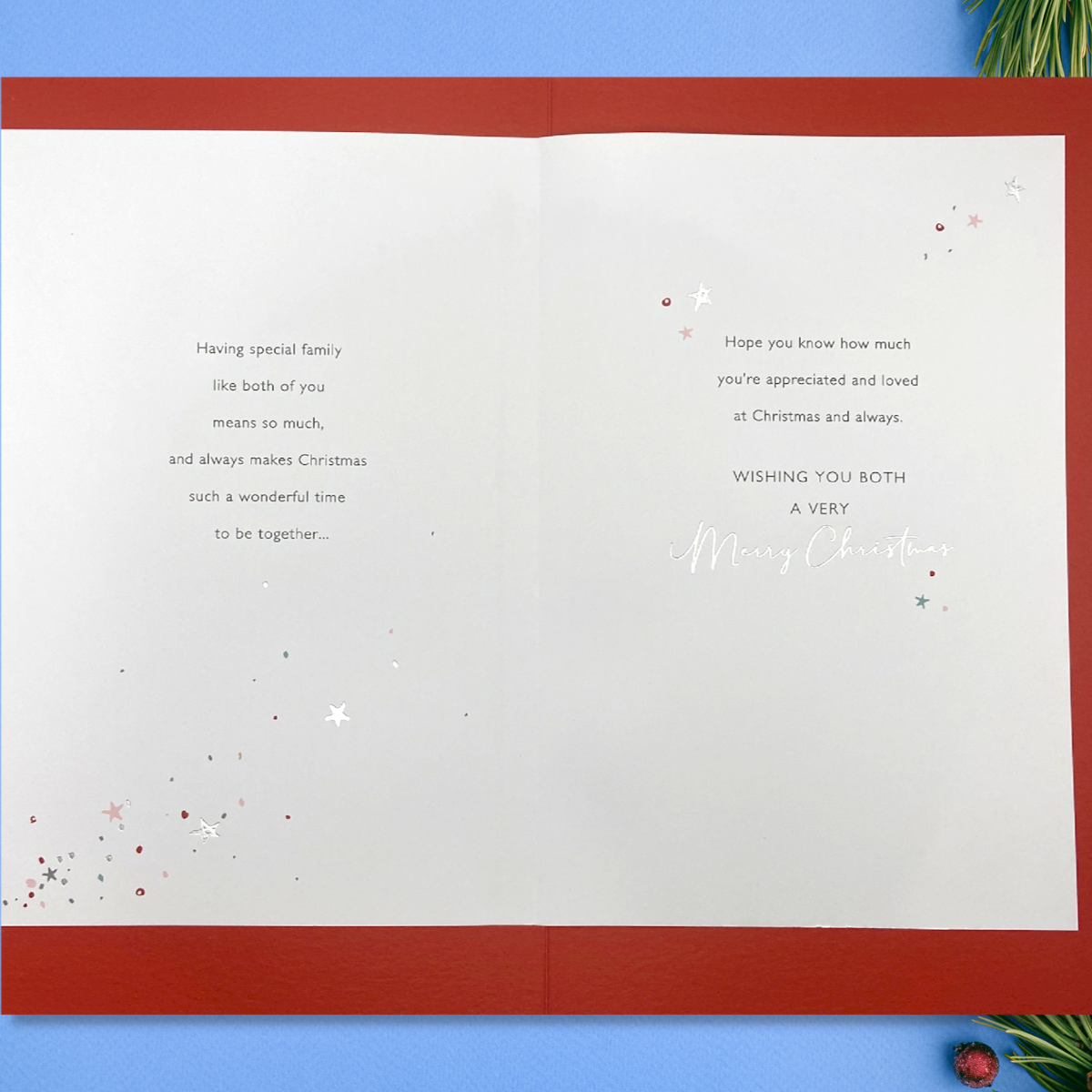 Inside with red border and printed insert