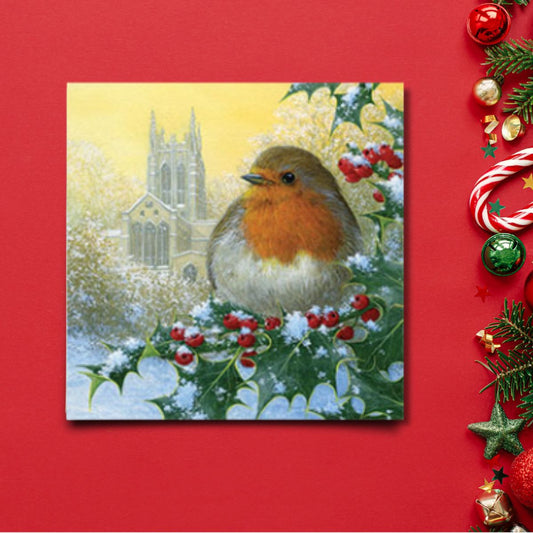 Charity Christmas Cards - 6 x Red Robin & Church
