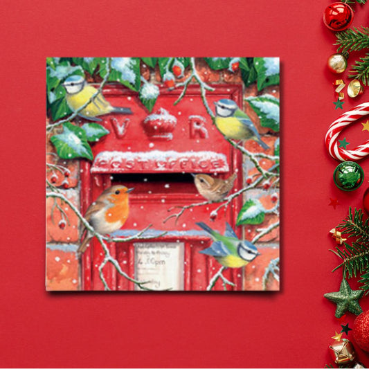 Charity Christmas Cards - 6 x Robins On Postbox