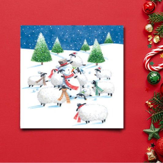 Charity Christmas Cards - 6 x Snowman & Sheep