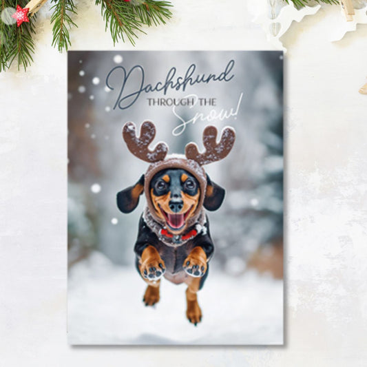 Christmas Charity Cards - 8 x Dachshund Through The Snow