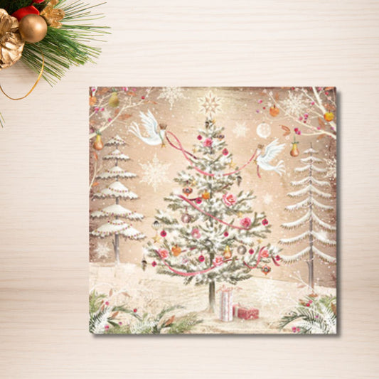 Charity Christmas Cards - 8 x Doves Decorating Tree