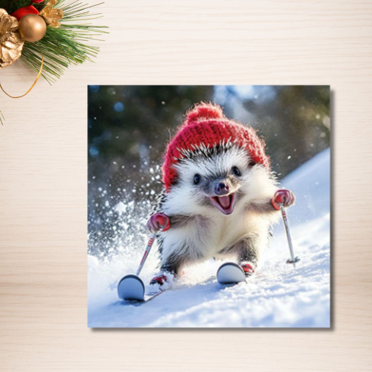 Charity Christmas Cards - 8 x Downhill Hedgehog