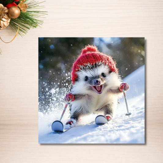 Charity Christmas Cards - 8 x Downhill Hedgehog