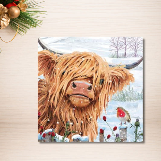 Charity Christmas Cards - 8 x Highland Cow
