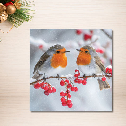 Charity Christmas Cards - 8 x Robins & Berries