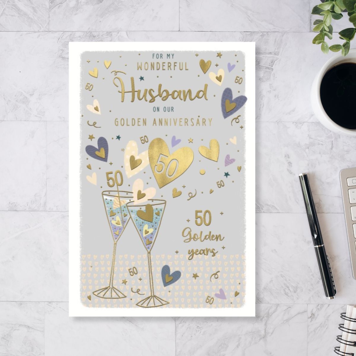 Husband Golden Wedding Anniversary Card - 50 Golden Years