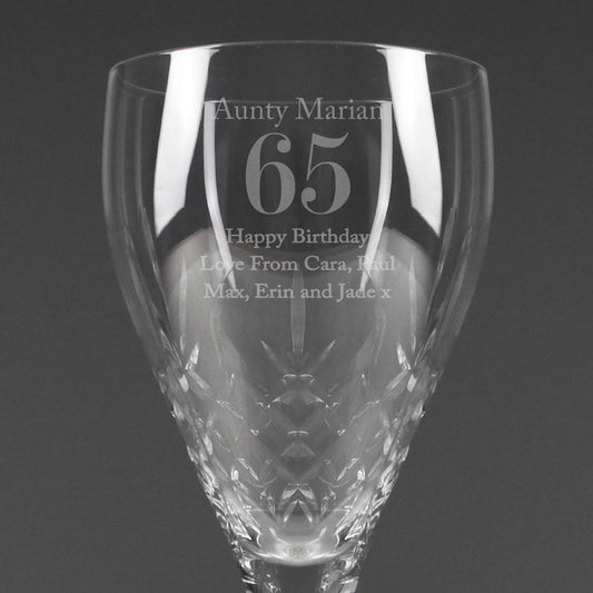 Personalised 65th Crystal Wine Glass