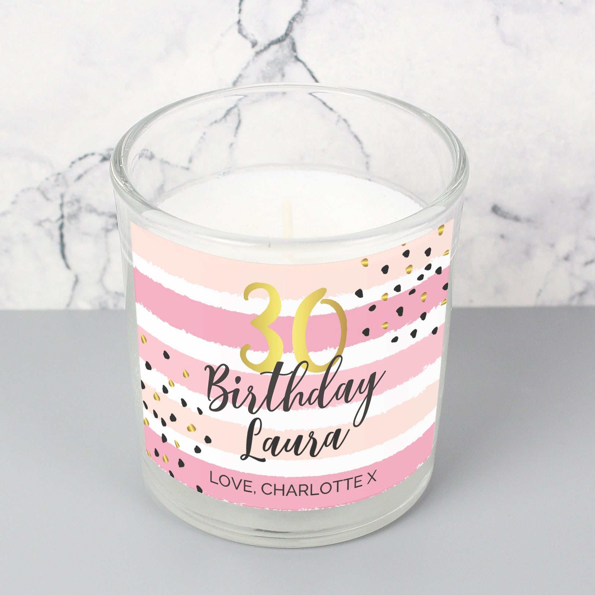 Personalised 30th Birthday Scented Jar Candle