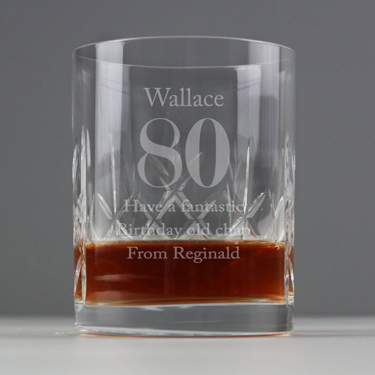 Personalised 80th Crystal Whisky Tumbler