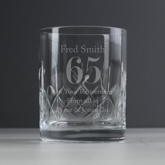 Personalised 65th Crystal Whisky Tumbler