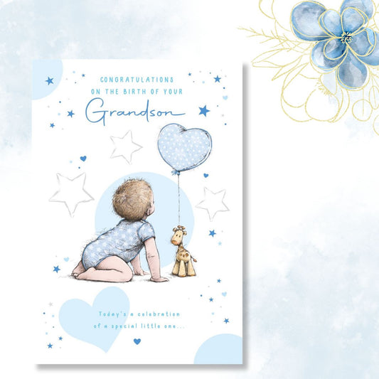 Birth Of Grandson Card - Congratulations All Things Blue