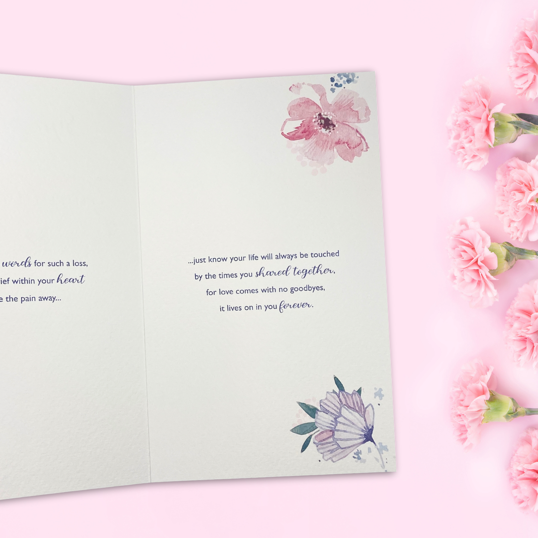 Sympathy Card Loss Of Granddaughter - Pink Floral Border