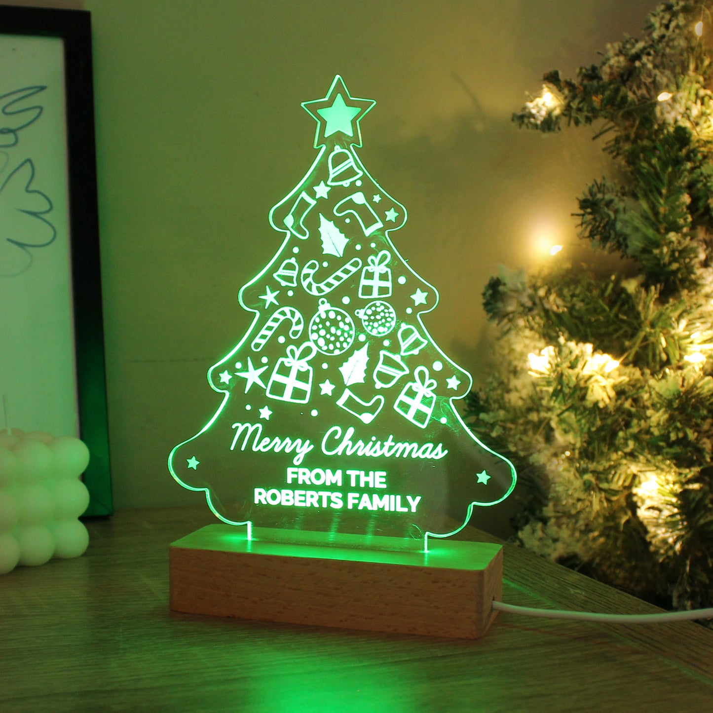 Personalised Christmas Tree Wooden Based LED Light