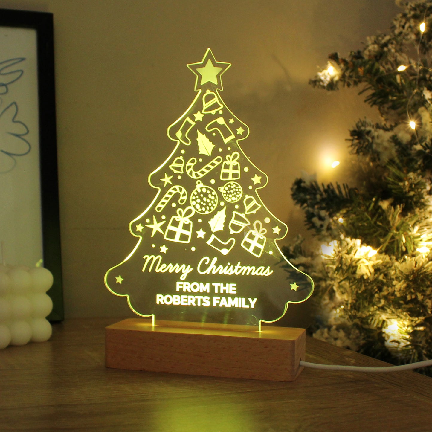 Personalised Christmas Tree Wooden Based LED Light