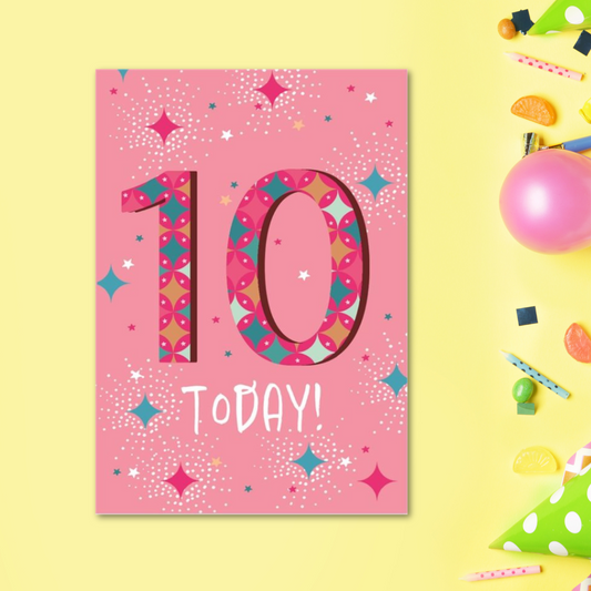 10th Birthday Card - Funhouse Pink