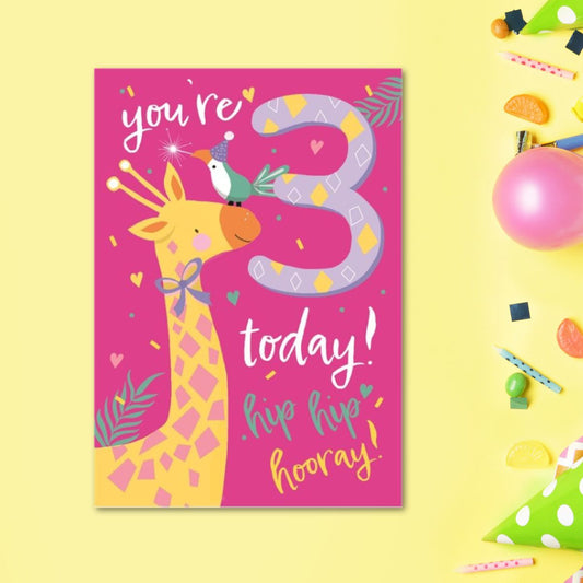 3rd Birthday Card - Funhouse Pink
