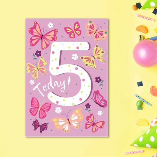 5th Birthday Card - Funhouse Pink