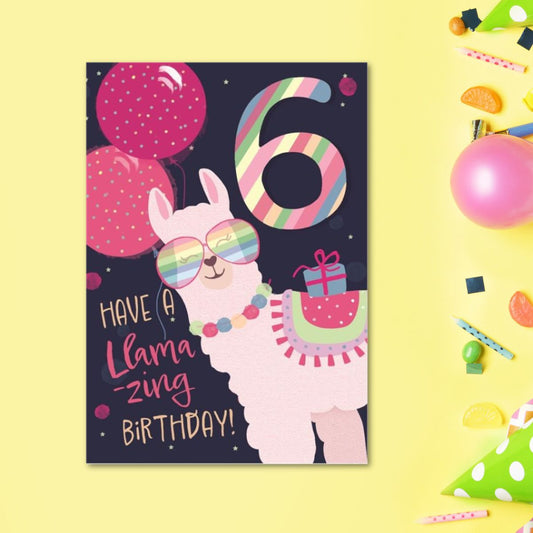 6th Birthday Card - Funhouse Pink