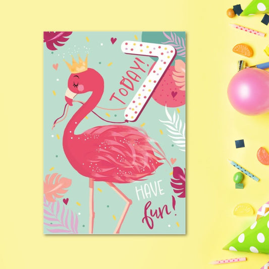7th Birthday Card - Funhouse Pink