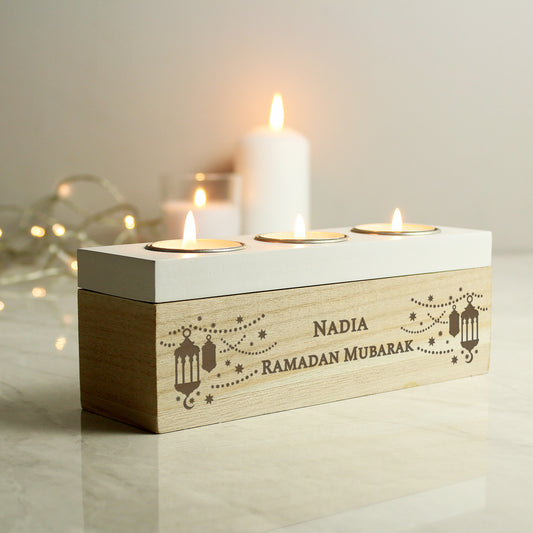 Personalised Eid, Ramadan or Diwali Triple Tea Light Box