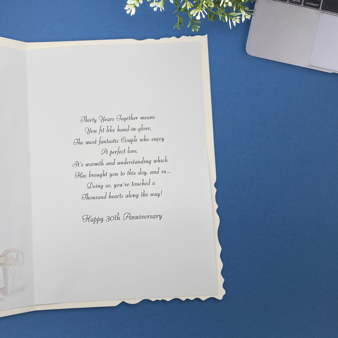 Pearl Wedding Anniversary Card - 30th Velvet Champagne & Gifts