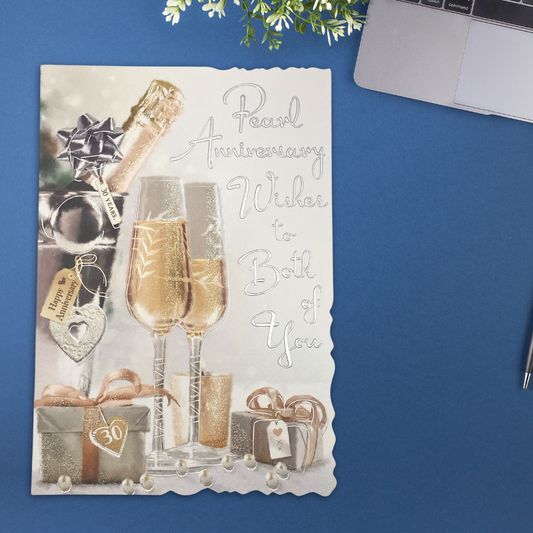 Pearl Wedding Anniversary Card - 30th Velvet Champagne & Gifts