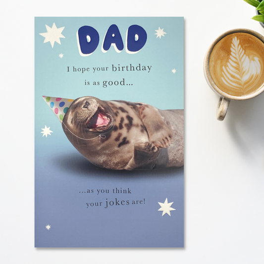 Laughing Seal Themed Birthday Card Displayed In Full
