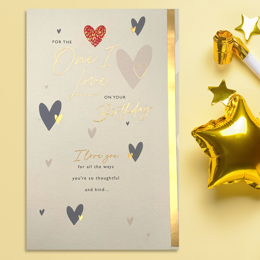 Large card with multi colour heart design and verse