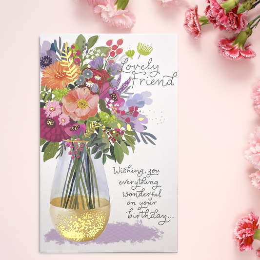 Friend Birthday Card - Floral Vase