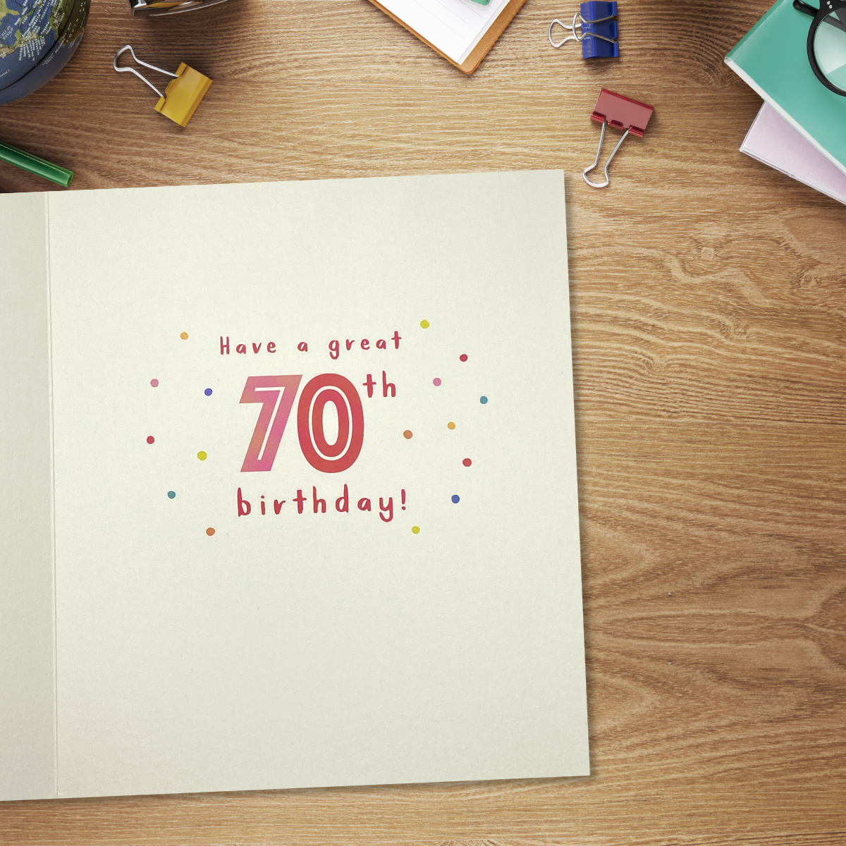 70th Birthday Card - Boofle Bear Dots