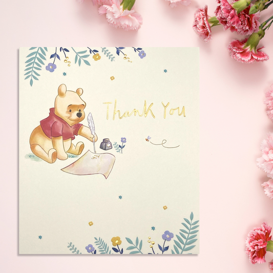 Cream square card with Winnie the pooh design