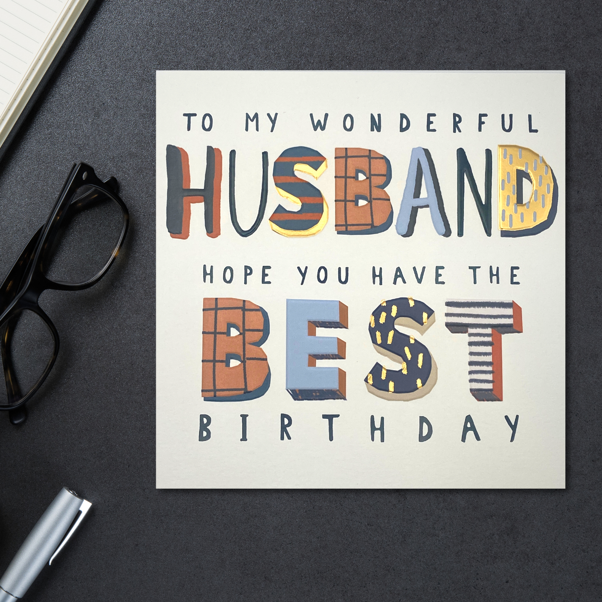 Husband Birthday Card - Kindred Funky Text