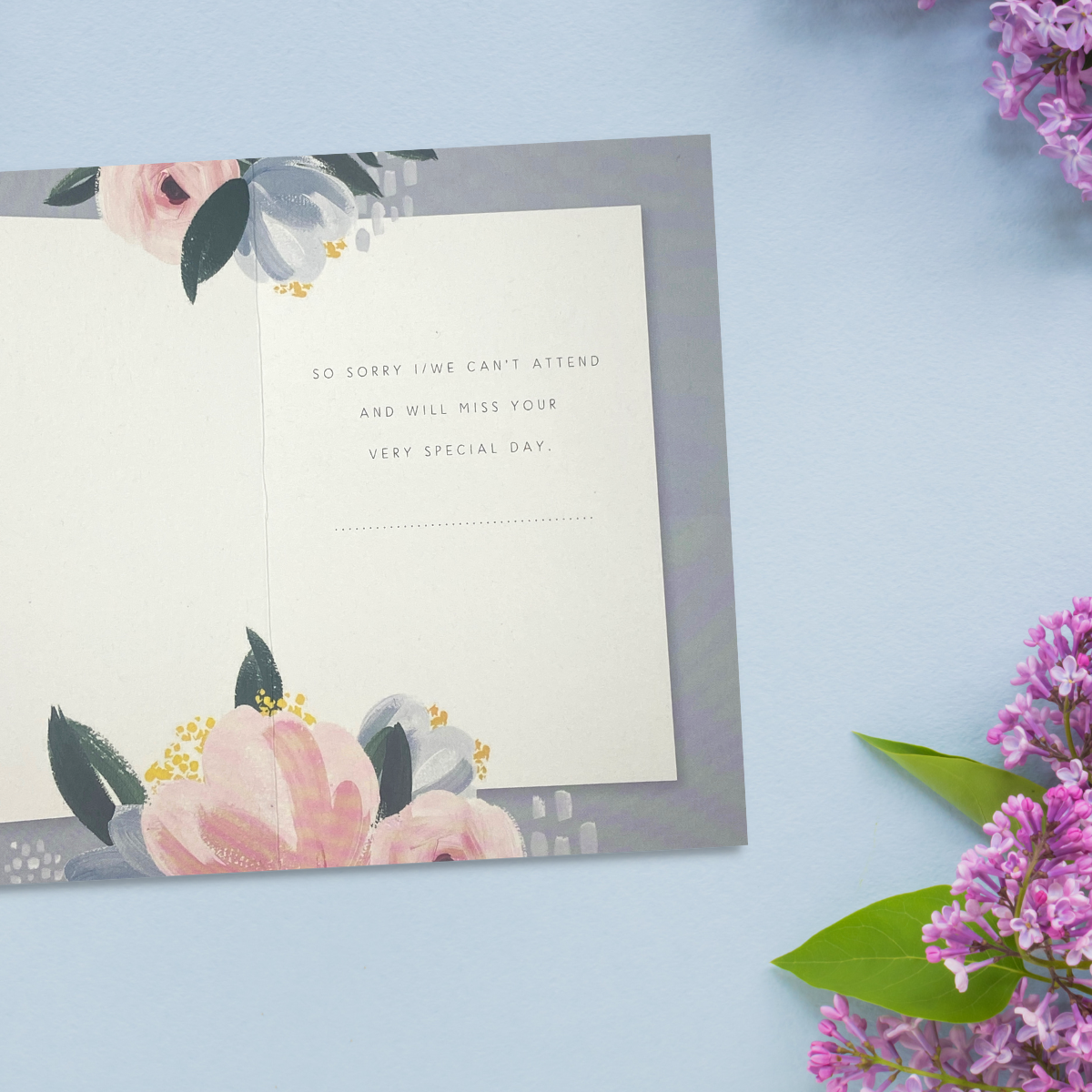 Regret Card Open - Floral Border