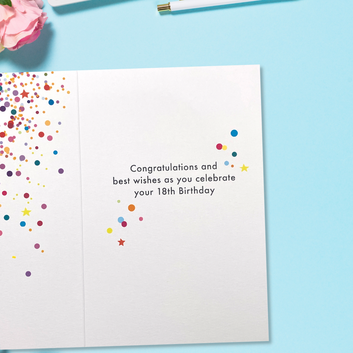 18th Birthday Card - Multicoloured Confetti