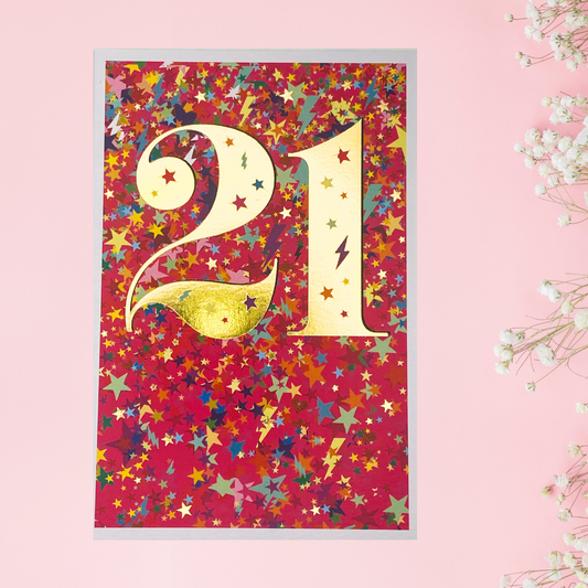 21st Birthday Card - Confetti Burst
