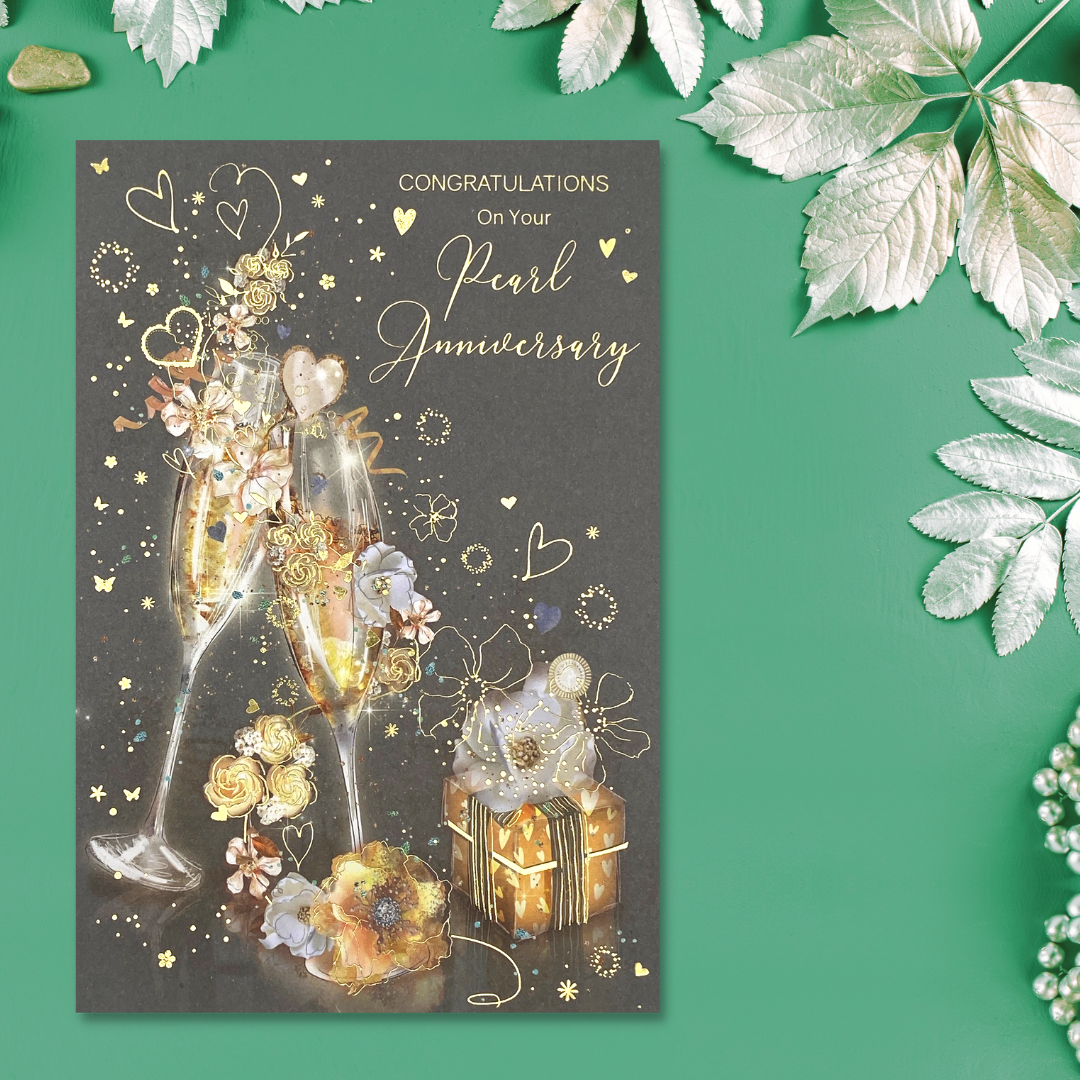 Pearl Wedding Anniversary Card - 30th Grace Flutes