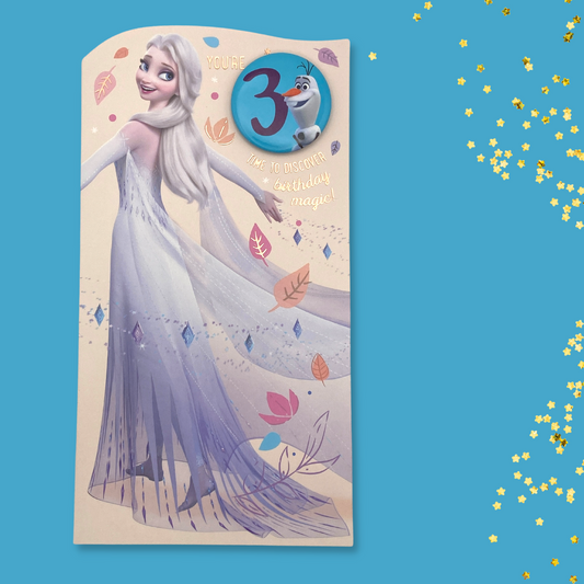 Frozen Age 3 Card Front Image with Badge attachment