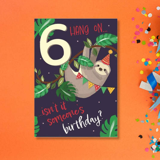 6th Birthday Card - Funhouse Blue
