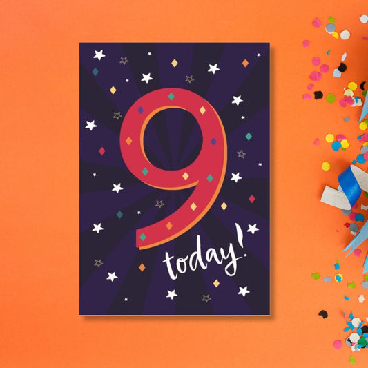 9th Birthday Card - Funhouse Blue