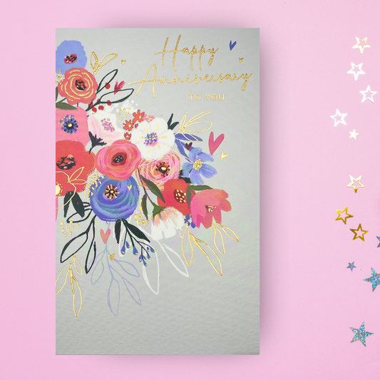 Happy Anniversary Card - Floral Bouquet