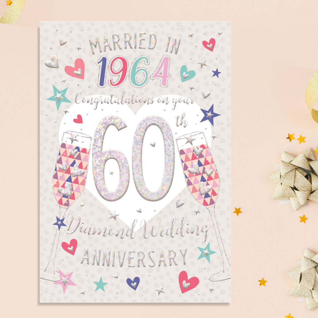 Diamond Wedding Anniversary Card - 60th Married In 1964