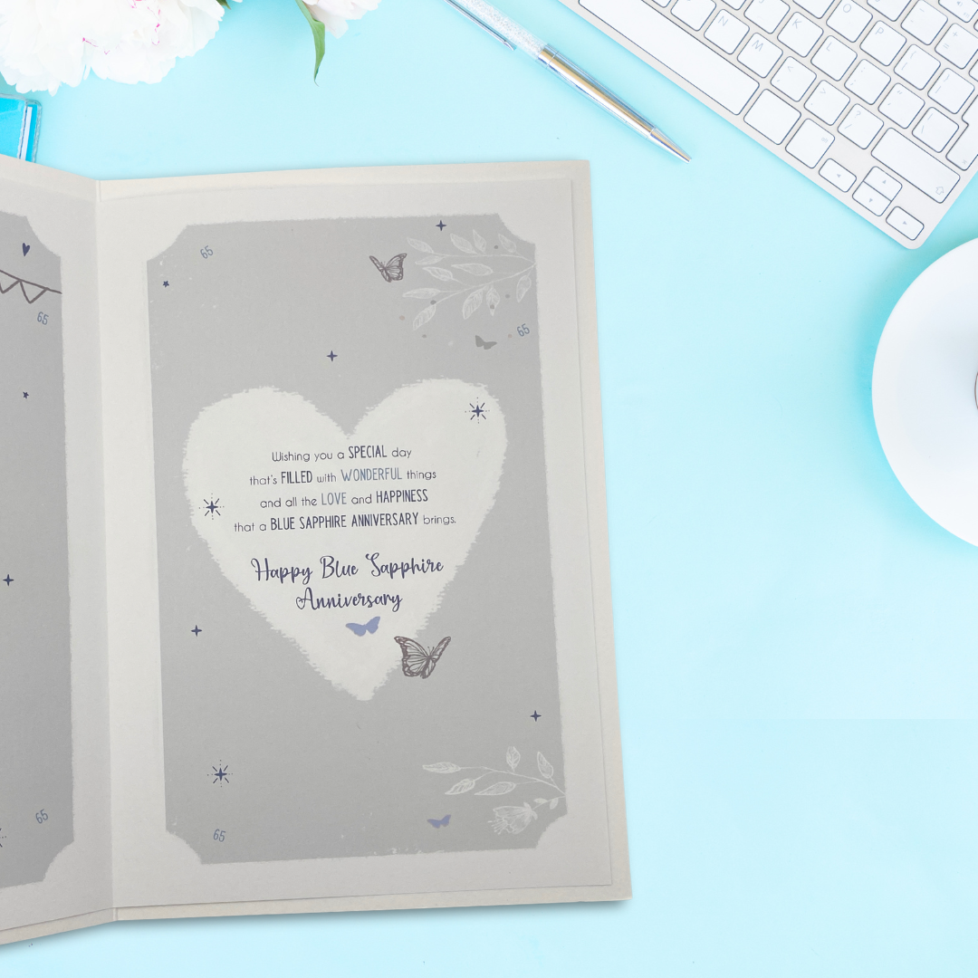 Blue Sapphire Wedding Anniversary Card - 65 Years Together