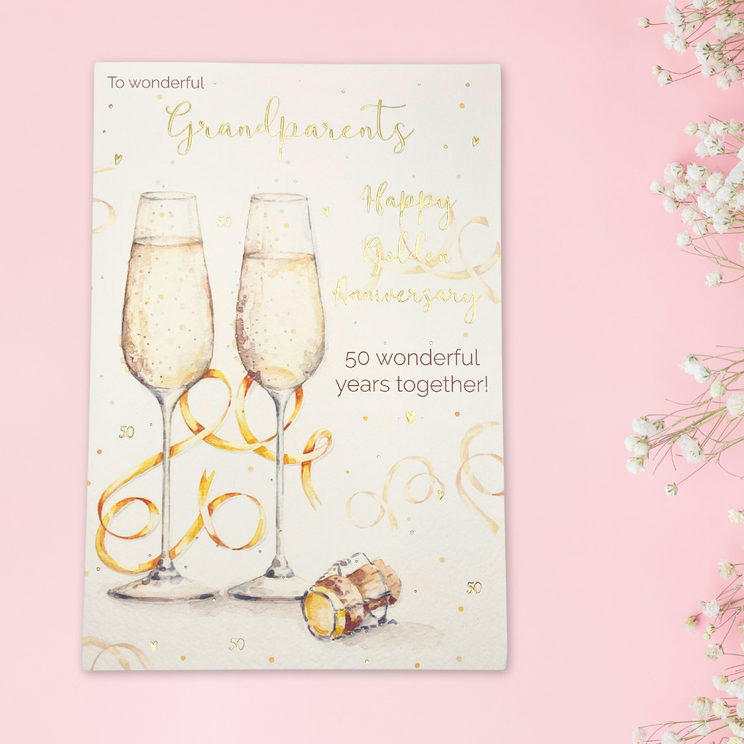 Grandparents Golden Wedding Anniversary Card - 50 Wonderful Years